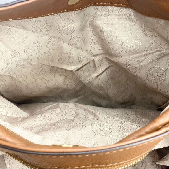 Michael Kors Bedford Belted Large Shoulder Tote Bag Pebble Leather Brown - Picture 9 of 16